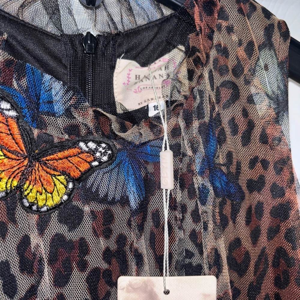 Hannah Banana animal print tiered ruffle dress wi SZ 16 - Picture 2 of 8